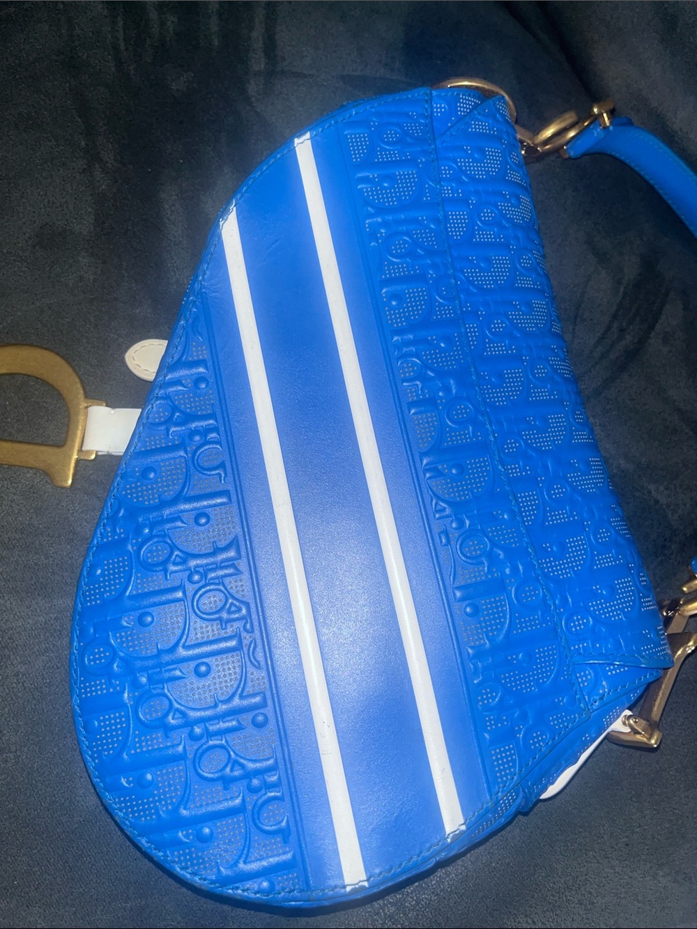 Dior Blue and White Saddle Shoulder Bag - Picture 6 of 15